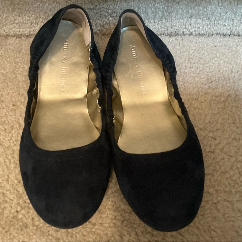 Audrey Brooke Navy Suede Slip-On Ballet Flats